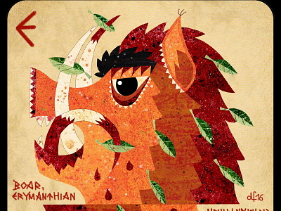 Erymanthian Boar card game illustration mythical creature. beast mythology playing card