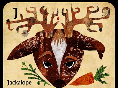 Jackalope card game illustration mythical creature. beast mythology playing card