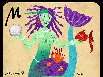 Mermaid card game illustration mythical creature. beast mythology playing card