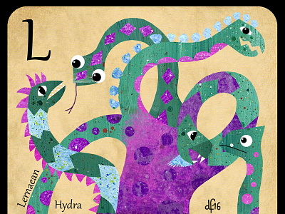 Lernaean Hydra - Upper Half card game illustration mythical creature. beast mythology playing card