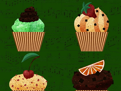 Muffins baking cherry chocolate delicious food illustration orange scrumptious strawberry