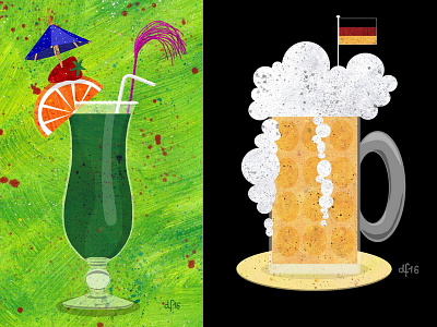 Prost! beer cocktail drinks german green illustration mug stein