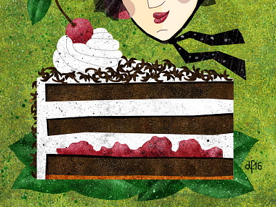 Black Forest Cake black forest cake cherries dessert food fruit illustration sweet