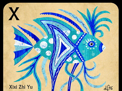 Xixi Zhi Yu card game chinese fish illustration mythical creature. beast mythology playing card