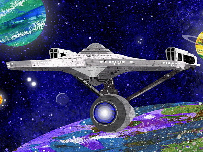 Enterprise illustration planets science fiction scifi space spaceship star trek universe
