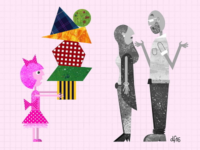 Mum, Dad - what are THOSE??? adults children colour schemes editorial fashion illustration