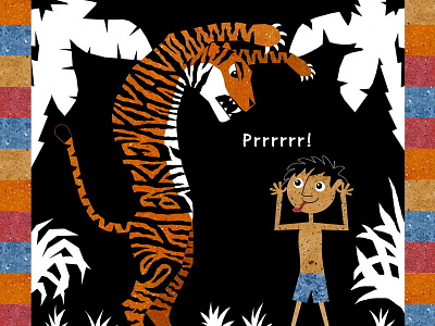Shere Khan boy fairy tale illustration jungle book mowgli rudyard kipling tiger