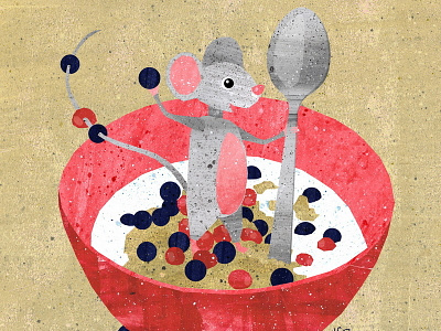 Berry Delicious Mouseli breakfast eating food illustration mouse muesli