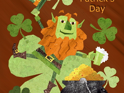 Happy St Patrick's Day! beer clover gold green illustration leprechaun red beard shamrock
