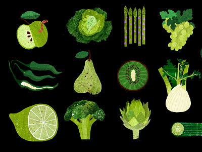 Green Fruit & Veg eating food fruit green illustration meal vegan vegetables