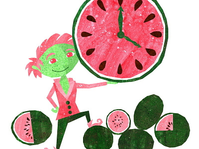 Melon o'Clock dwarf elf fruit green illustration melon pink pixie watermelon