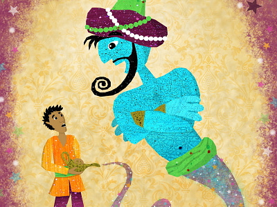 Genie of the Lamp aladdin arabian childrens genie ghost illustration kidlitart lamp nights oriental