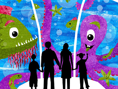 Aquarium aquarium bristol family fish illustration illustration art octopus squid