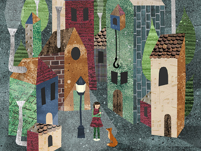 Lost children book illustration childrens illustration city fox girl illustration illustration art illustration design illustrations kidlitart lost night spooky town