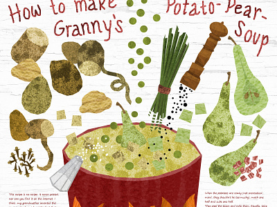How to make Granny's Potato-Pear-Soup cooking food illustration illustration art illustration design illustrations pears potatoes recipe soup