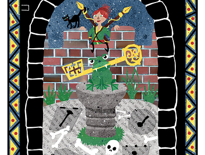 Folktale Week: Key castle cat childrens fairy tale frog illustration illustration art illustration design illustrations key mythology tower warrior