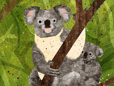 Koala and Baby animals animals illustrated australia green illustration illustration art illustration design illustrations jungle koala