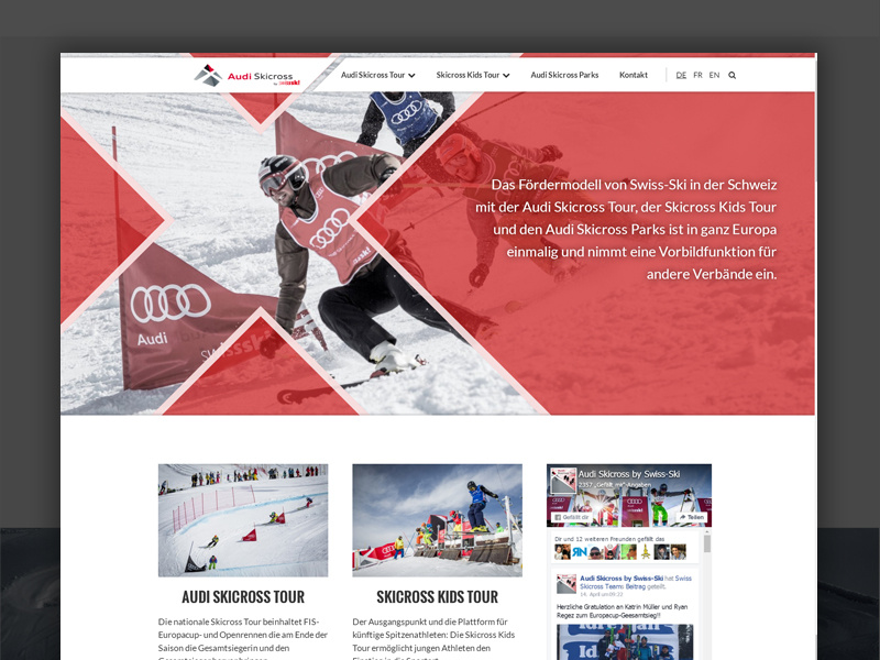 Audiskicross landingpage ux design webdesign ux ui swissski skicross ski freestyle freeski