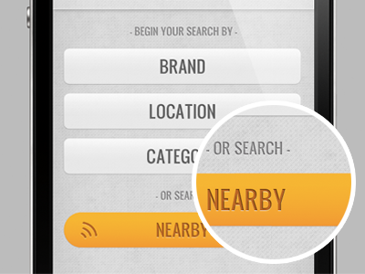 Nearby app buttons iphone location based patterns search ui