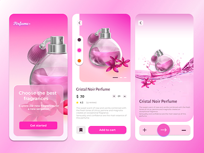 Perfume product app 3d animation app branding design graphic design illustration logo ui vector