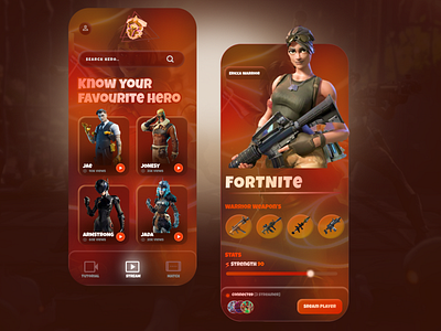 Fortnite Game- App Design 3d animation app branding design graphic design illustration logo motion graphics ui vector