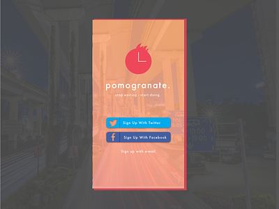 Pomogranate app gradient login pomodoro signup social