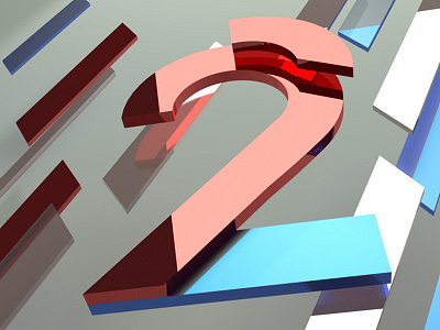 2 3d blender 3d countdown creative design design digital design graphic design motion graphics numerals two typography