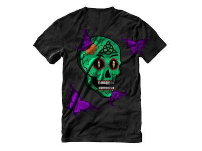 Day Of The Dead Skull Tshirt adobe ai butterflies character design digital design graphic design illustration skull sugar skull symbol t shirt design