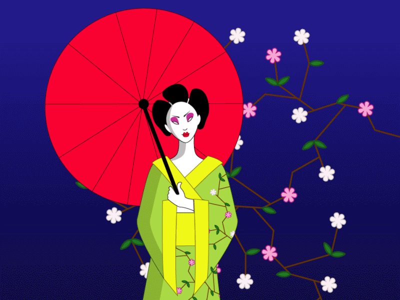 Geisha Girl adobe after affects after effects animation digital design geisha graphic design illustration ui ux