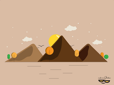 Mountains Landscape vector illustration by @mkrmStudio design graphic design illustration landscape logo vector