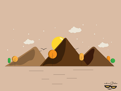 Mountains Landscape vector illustration by @mkrmStudio