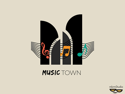 MUSIC TOWN logo design by @mkrmStudio branding design graphic design illustration logo vector