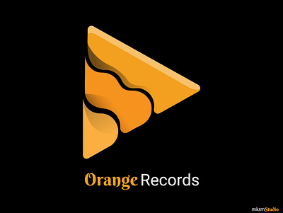 ORANGE RECORDS play button logo design by @mkrmStudio branding design graphic design illustration logo vector