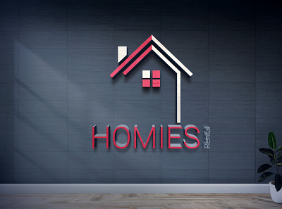 HOMIES RENTAL 3D logo design by @mkrmStudio 3d branding design graphic design home illustration logo real estate