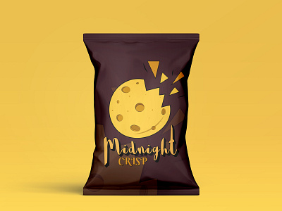 Midnight CRISP chips bag design by @mkrmStudio branding crisp design food graphic design illustration logo midnight snack typography vector