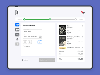 Credit card checkout form/page. adobe xd apple pay basket bilge karasu book card card holder card number checkout checkout form credit card cvv dailyui dailyui 002 expiration date mastercard payment payment method paypal visa