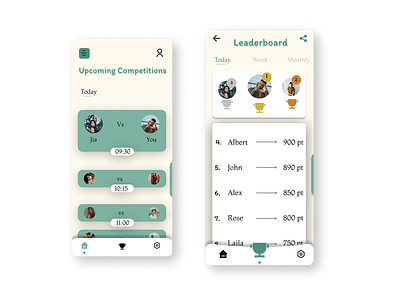 Leaderboard UI app design information leaderboard leaderboard design mobile app ui ux winning