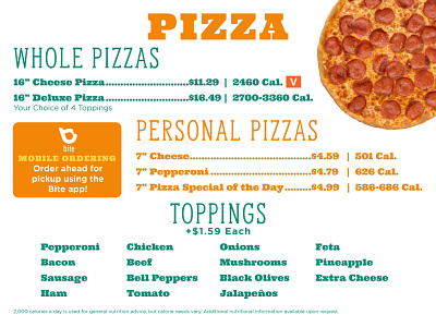 Menu Board 2020 branding college dining food pizza print student university