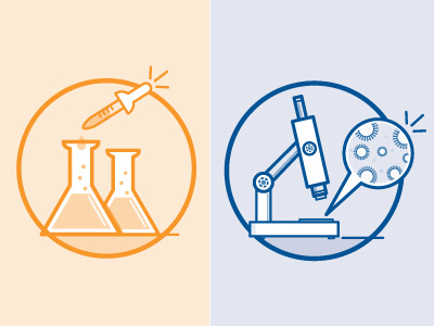 Science Icons beaker germs microscope science