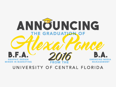 UCF Grad Announcement ba bfa class of 2016 diploma grad graduation ucf