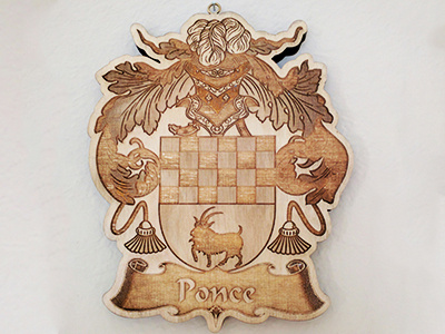 Ponce Family Crest Laser Cut family crest laser cut ponce spain travel wood