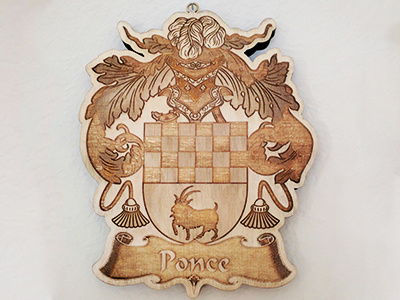 Ponce Family Crest Laser Cut