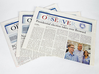 Newspaper Design for the Observer Newspaper college newspaper print rebranding