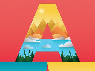 26 Days of Type. A gradients illustration letters outside sun type