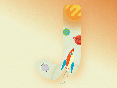 26 Days of Type. J alphabet letters planets rocket space vector