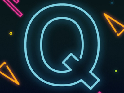 26 Days of Type, Q. alphabet letters neon q