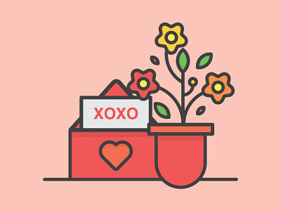 Valentines flowers illustration love mail valentines