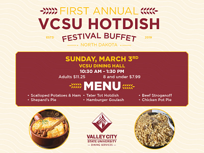 Poster Design Valley City State University buffet college design event festival food fun hotdish poster print university
