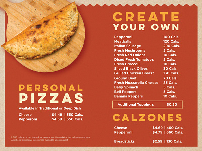 Sorelles Menu Board Design calzone college menu menu board pizza university
