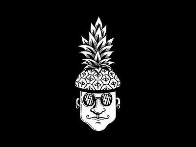 Pineapple Mood black drawing eye fruit glasses icon illustration instagram maldo maldonaut pineapple tattoo
